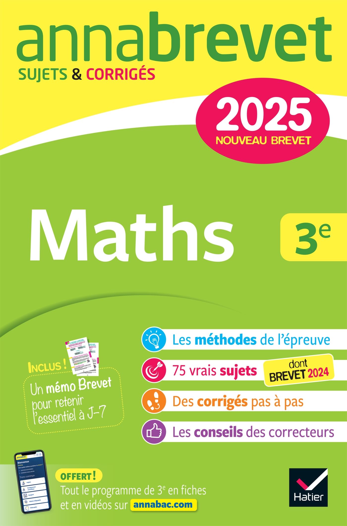 Annales du brevet annabrevet 2025 maths 3e - nouveau brevet - sujets corriges & methodes pour reussi - Livre d'occasion