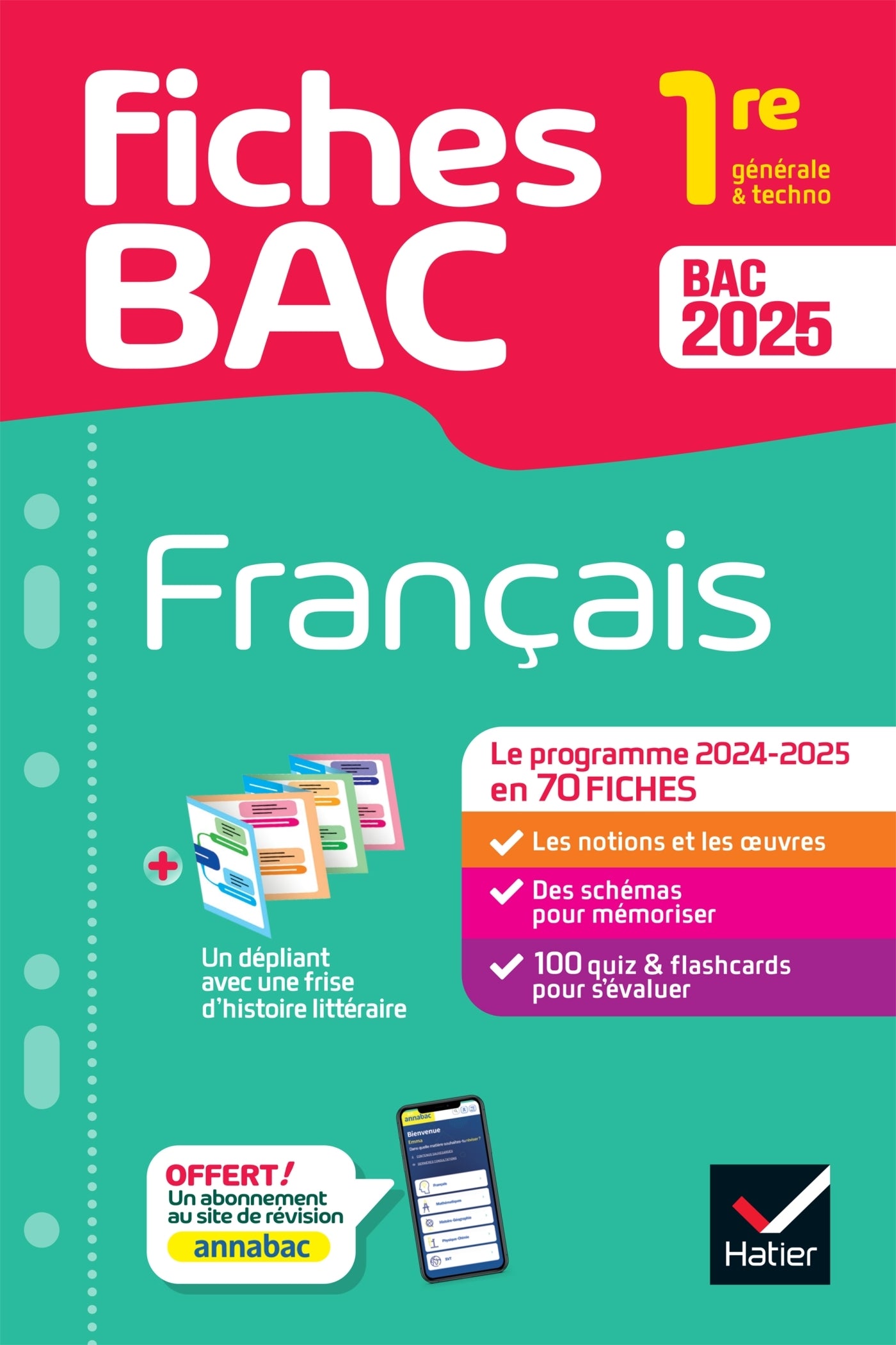 Fiches bac - francais 1re generale & techno bac 2025 - avec les oeuvres au programme 2024-2025 - Livre d'occasion