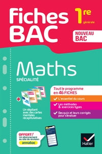 FICHES BAC - MATHS 1RE GENERALE (SPECIALITE) - TOUT LE PROGRAMME EN FICHES DE REVISION DETACHABLES - Livre d'occasion