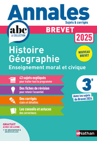 Annales brevet histoire geographie enseignement moral et civique 2025 - corrige - Livre d'occasion