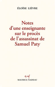 Notes d'une enseignante sur le proces de l'assassinat de sam - Livre d'occasion