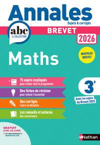 ANNALES BREVET 2026 MATHS - SUJETS & CORRIGES - Livre d'occasion
